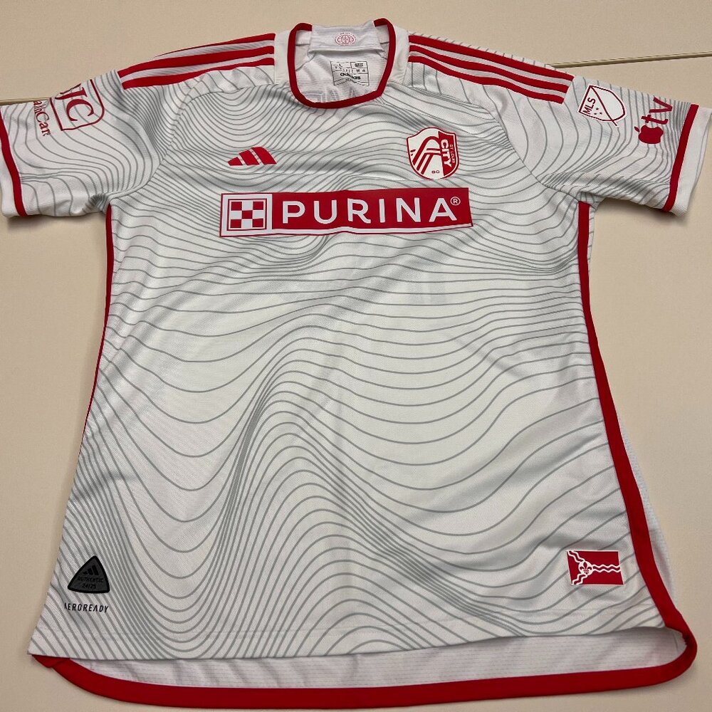 ST. LOUIS CITY SC 2024 AUTHENTIC AWAY LOWEN JERSEY KIT MENS LARGE